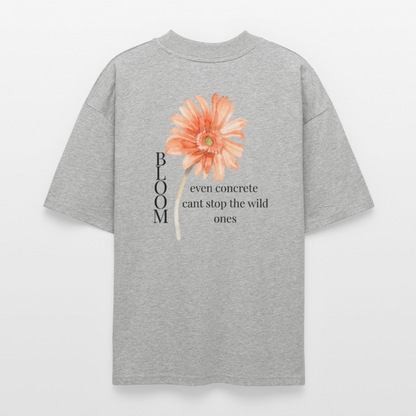 Unisex Oversized Tee | Gerbera Vibe - LET IT BLOOM - Grau meliert